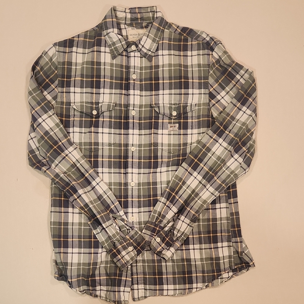 Denim & Supply Ralph Lauren Green and Blue Plaid Men's Shirt